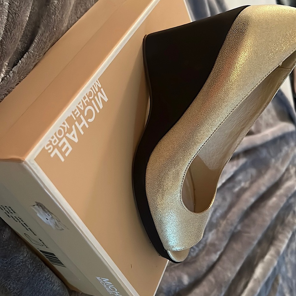 Michael Kors Lexi Mid Wedge Metallic Shoes